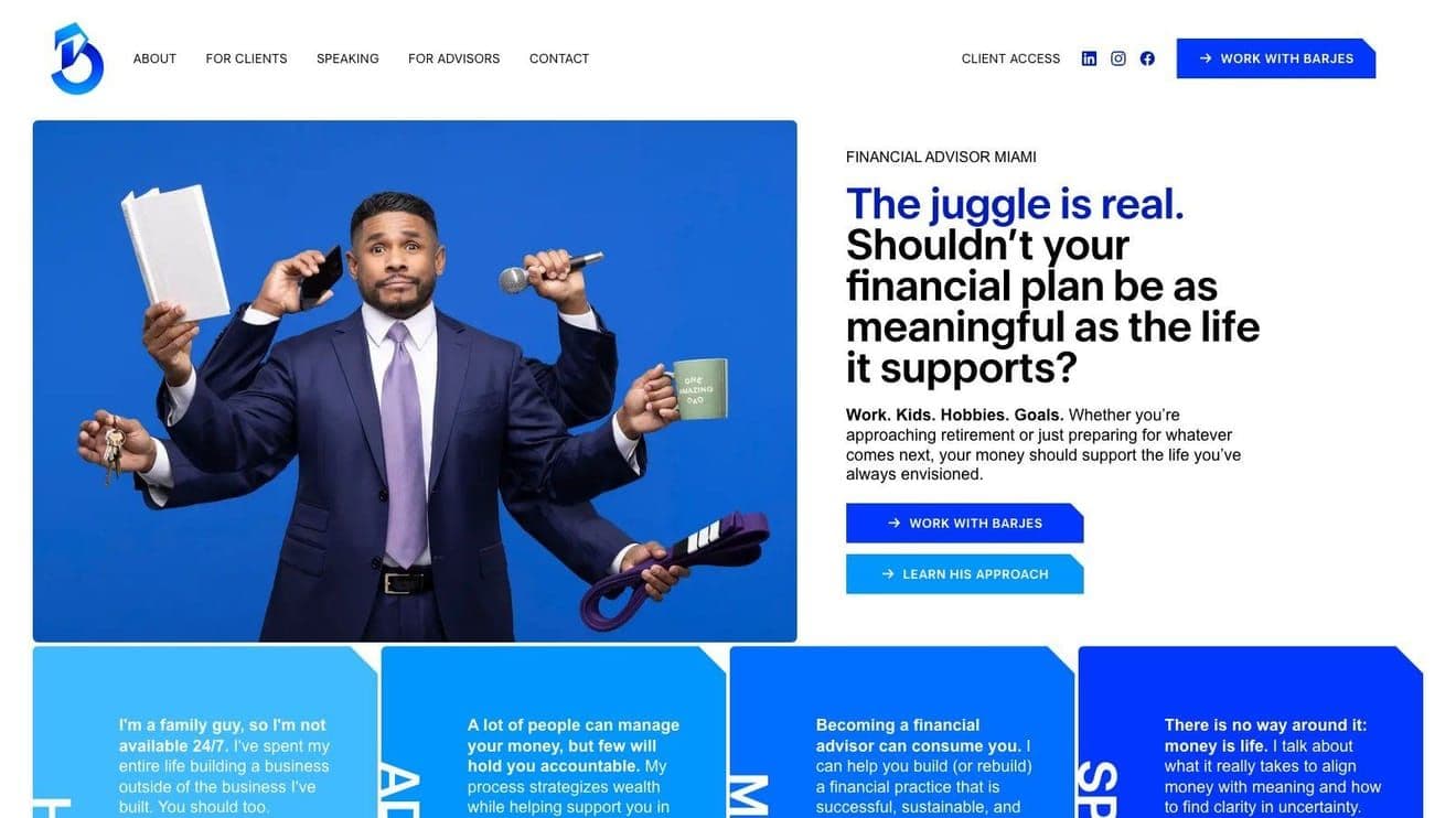 Barjes Angulo website, Financial Services project