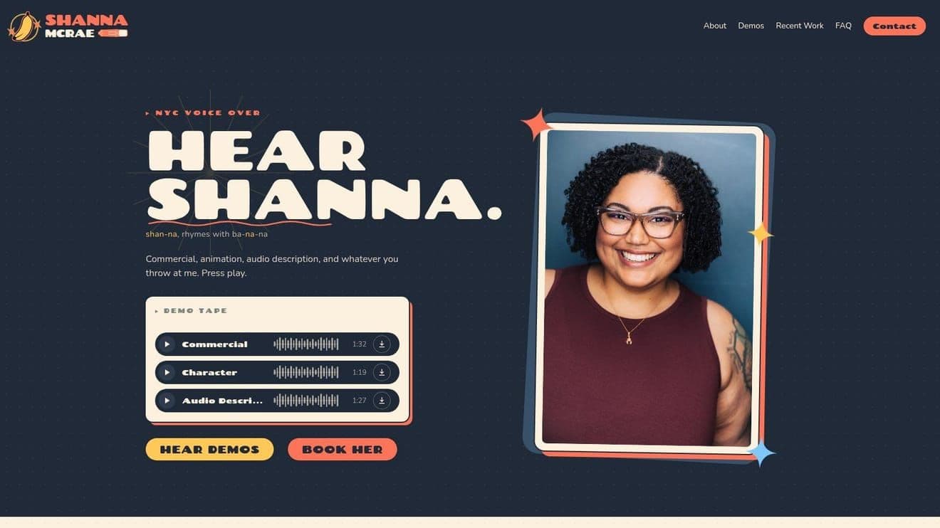 Shanna McRae homepage screenshot