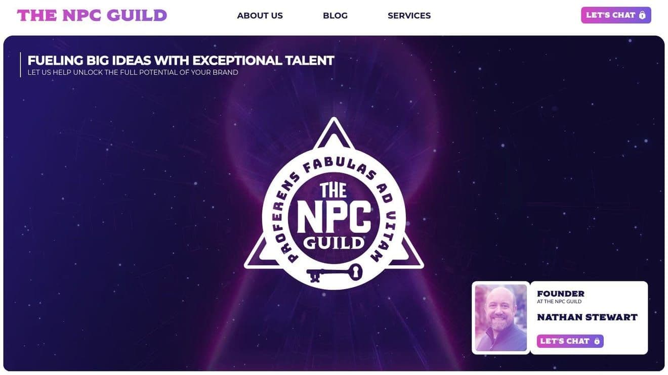 The NPC Guild website, Talent Agency project